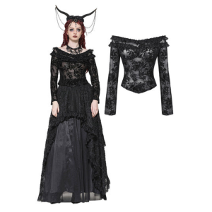 Gothic Sexy Off-Shoulder Velvet Lace Top