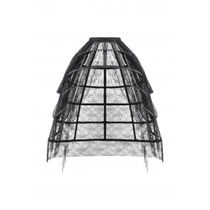 Rococo style spiderweb tattered birdcage petticoat long skirt