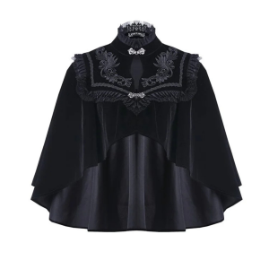 ELEGANT GOTHIC PATTERN COLLAR VELVET CAPE