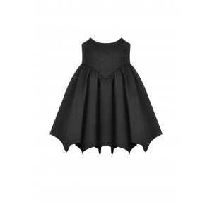 Black minimalist batwing high-waisted a-line skirt 