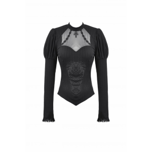 Gothic embroidered puff sleeve top